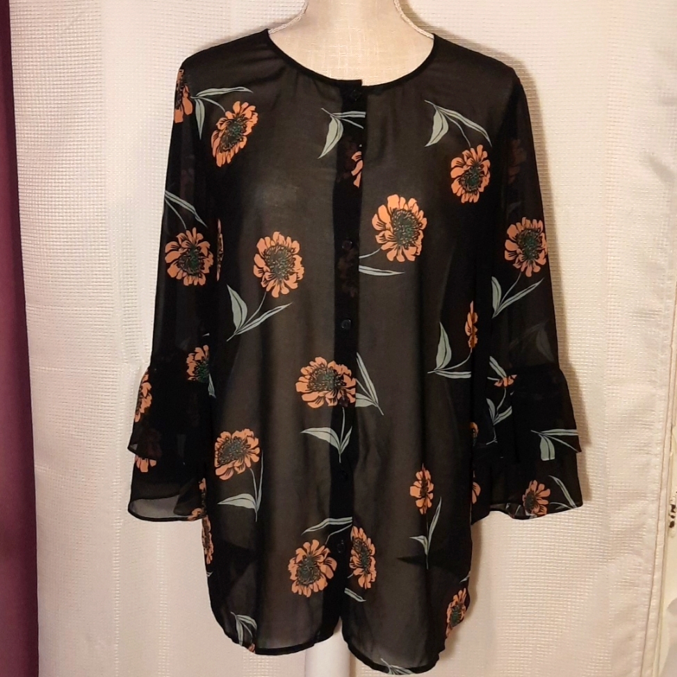 Cabi Sheer Floral Blouse